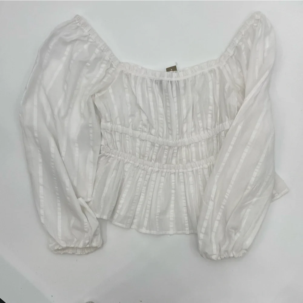 J.Crew White Cotton Puff Sleeve Blouse size S